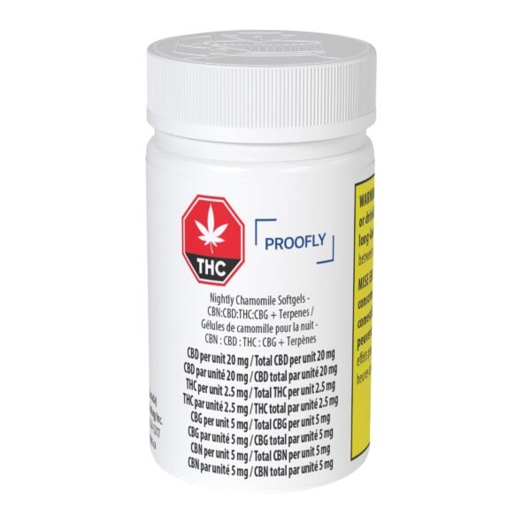 PROOFLY-NIGHTLY<BR>CBN+CBG+CBD+THC<BR>CHAMOMILE SOFT GELS